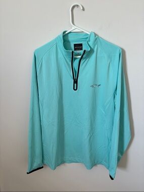 Greg Norman Collection Men's Aqua Quarter-Zip Pullover with Black Trim